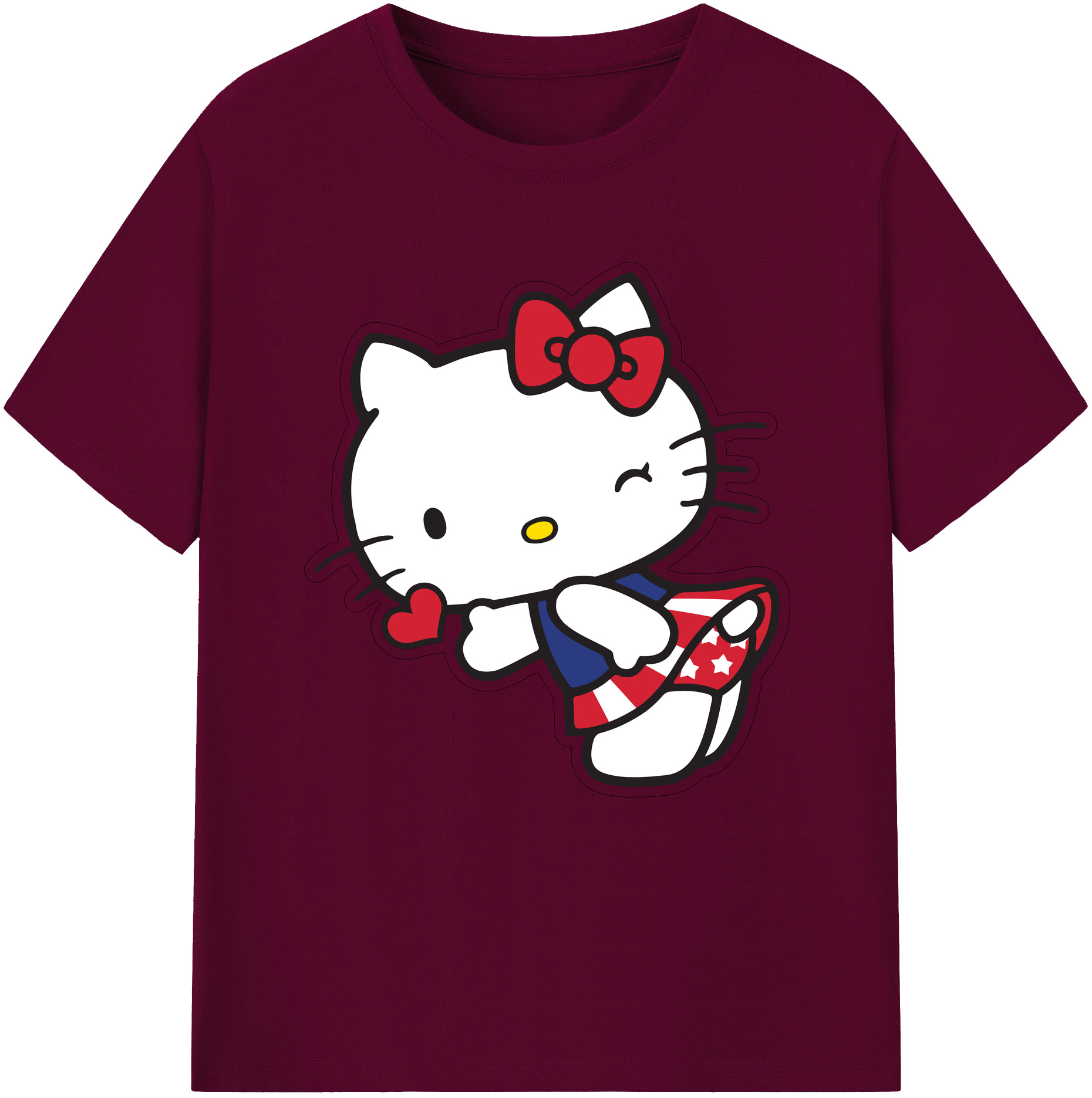 （画像用） Hello Kitty ハローキティ レディースカジュアルプリントTシャツ（綿100％）